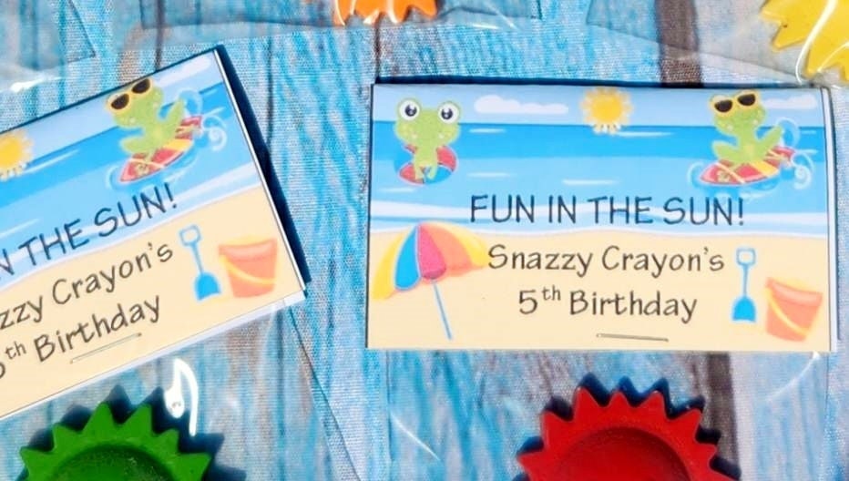 Fun in the Sun Party Favors - Sun Crayons - Fun in the Sun Birthday - Beach Party Favors