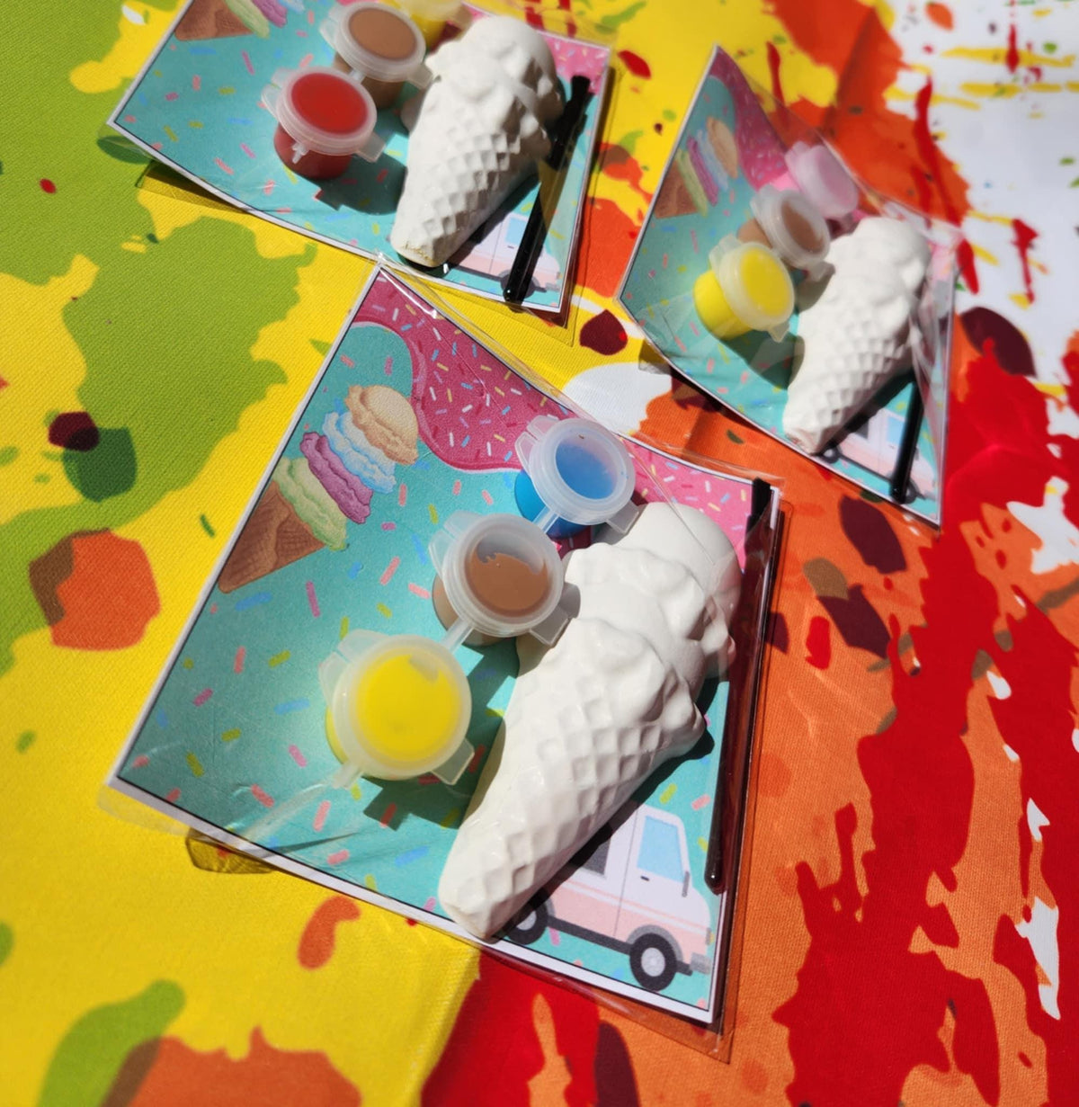 Ice Cream Party-Themed Plaster Paint Kits for Kids | DIY Paint Activity | Birthday Party Favors | Summer Party Craft | Kids Art Kit