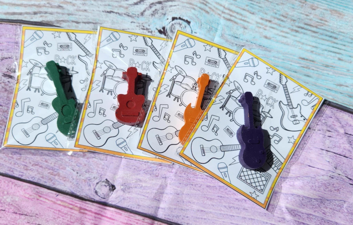 Guitar Crayon Party Favors: Rock n Roll Birthday, Music Theme