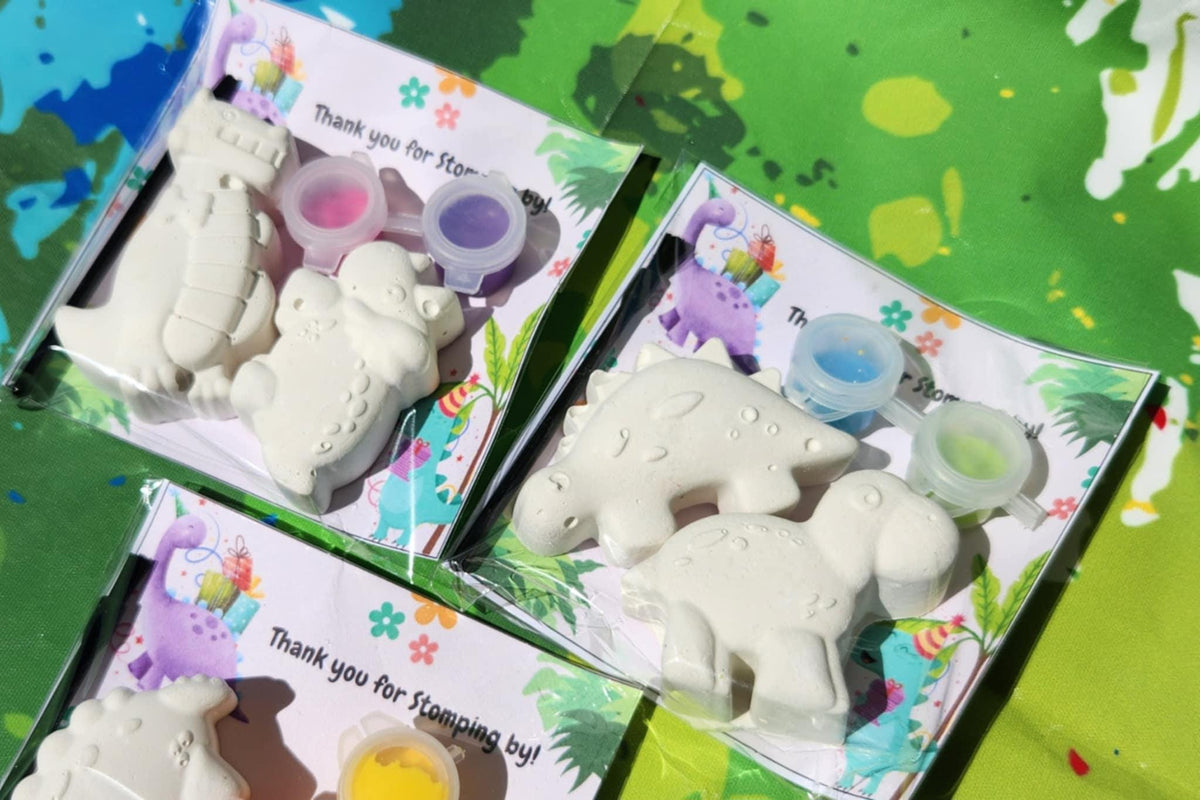 Girl Dinosaur Paint Kit Party Favor | DIY Dino Craft for Kids | Birthday Activity | Paint Your Own Kit | Dinosaur Party Theme Gifts for Kids