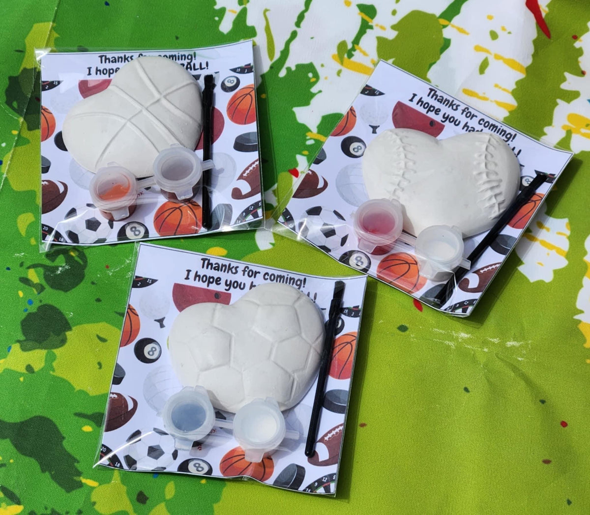 Sports Theme Plaster Paint Kits for Kids | Party Favors | DIY Sports Activity | Non-Toxic Painting Kit | Birthday Craft | Custom Party Pack