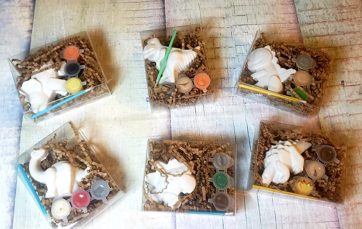 Dinosaur Paint your own Kits , Party Favors, Crayon names, Crayons, Birthday party gifts