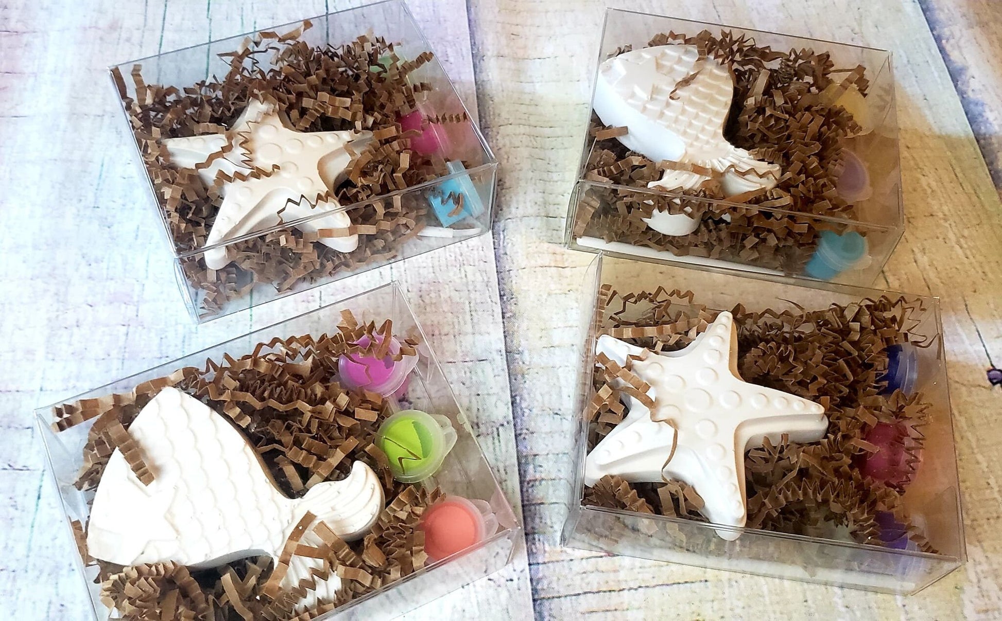 Mermaid Tails and Shell Plaster Paint Kits – DIY Party Favors for Kids, Under the Sea Birthday Craft Activity
