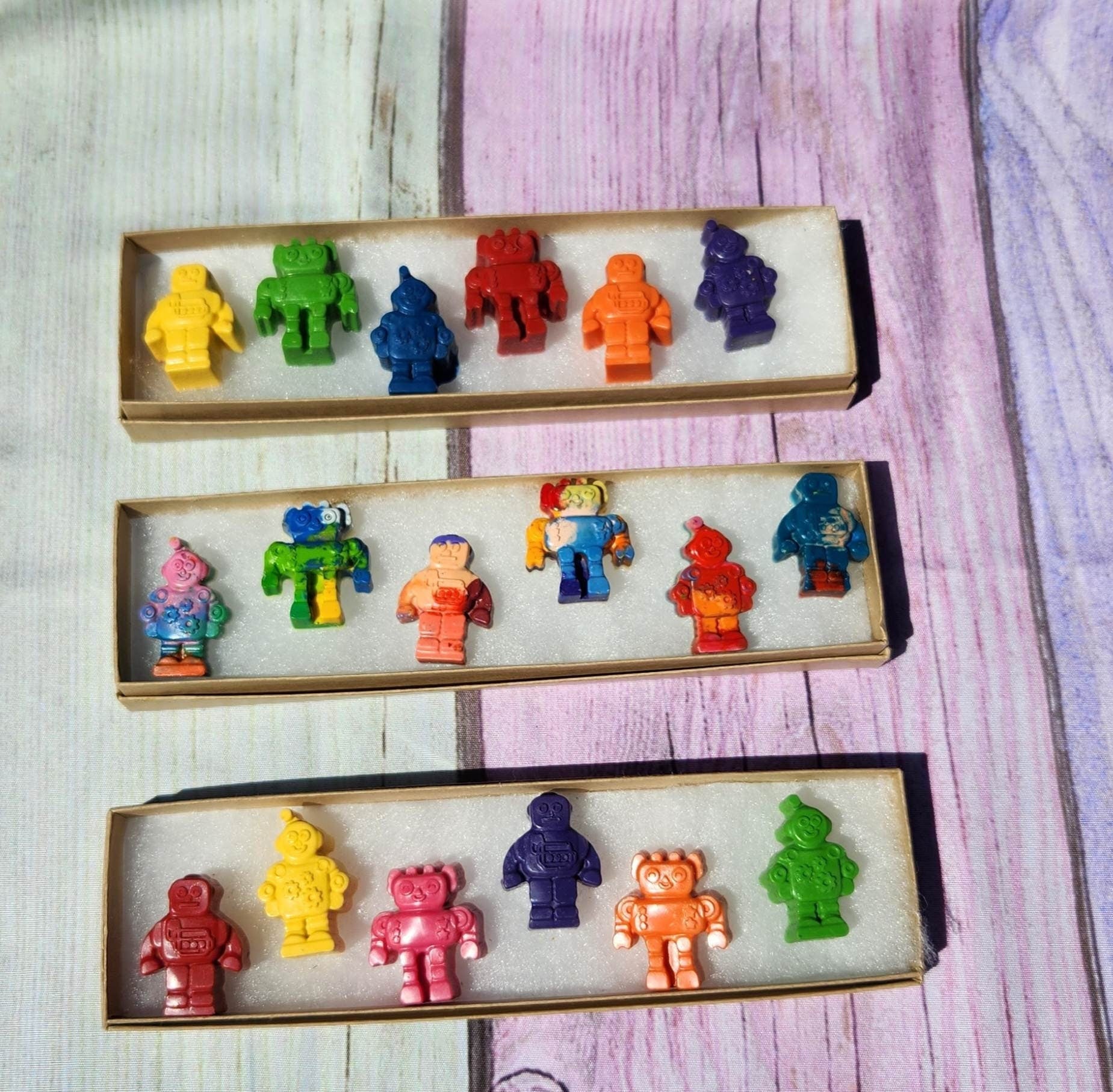 Robot Crayons - Party Favors - Gift Box - Crayons - Robot Birthday
