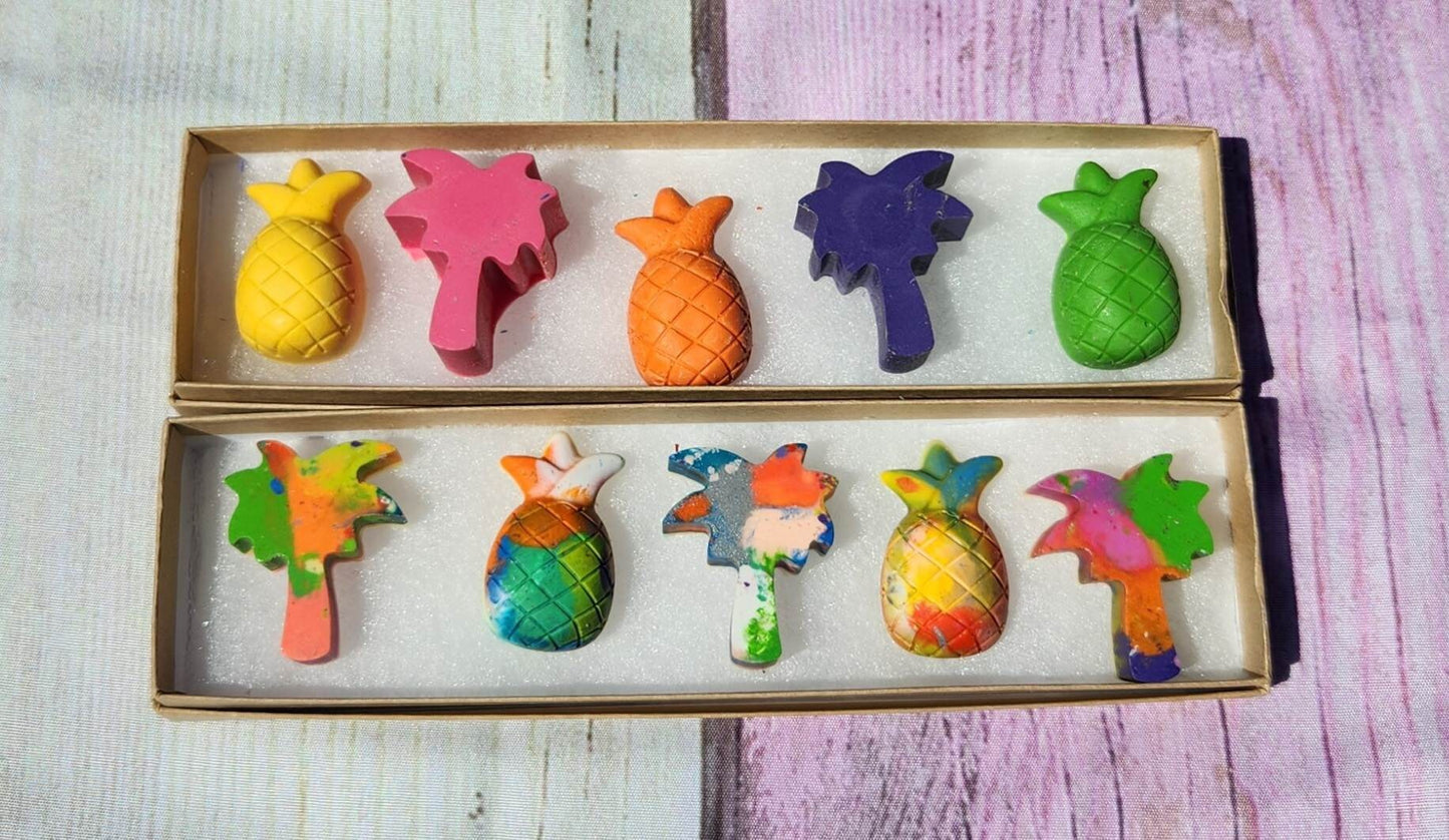 Pineapple & Palm Tree Crayons: Tropical Party Favors, Kids Gift Set
