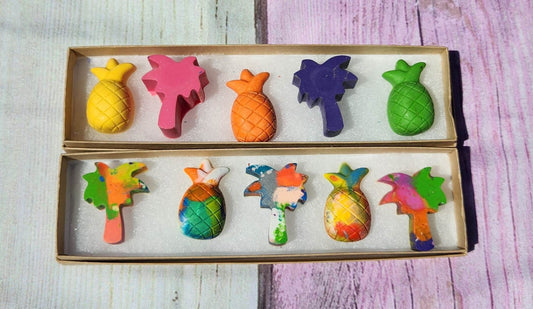 Pineapple & Palm Tree Crayons: Tropical Party Favors, Kids Gift Set
