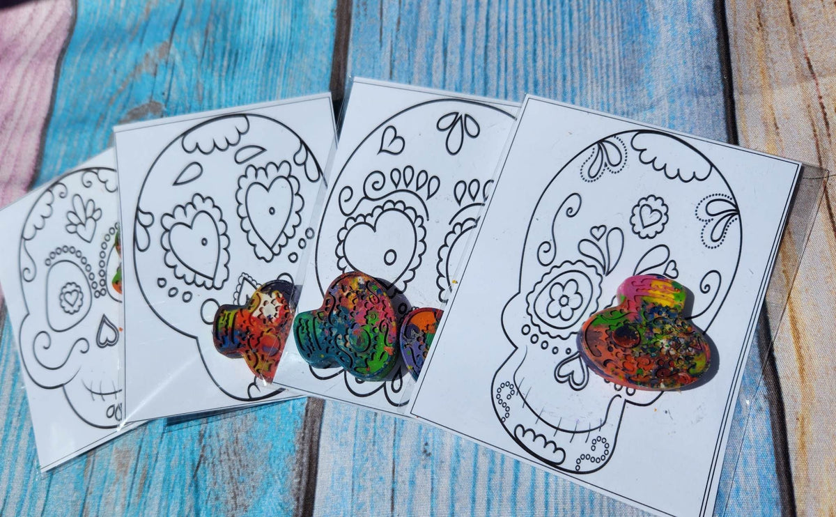 Sugar skull Party Favor Coloring Kits, Crayon names, Crayons, Birthday Party Favors
