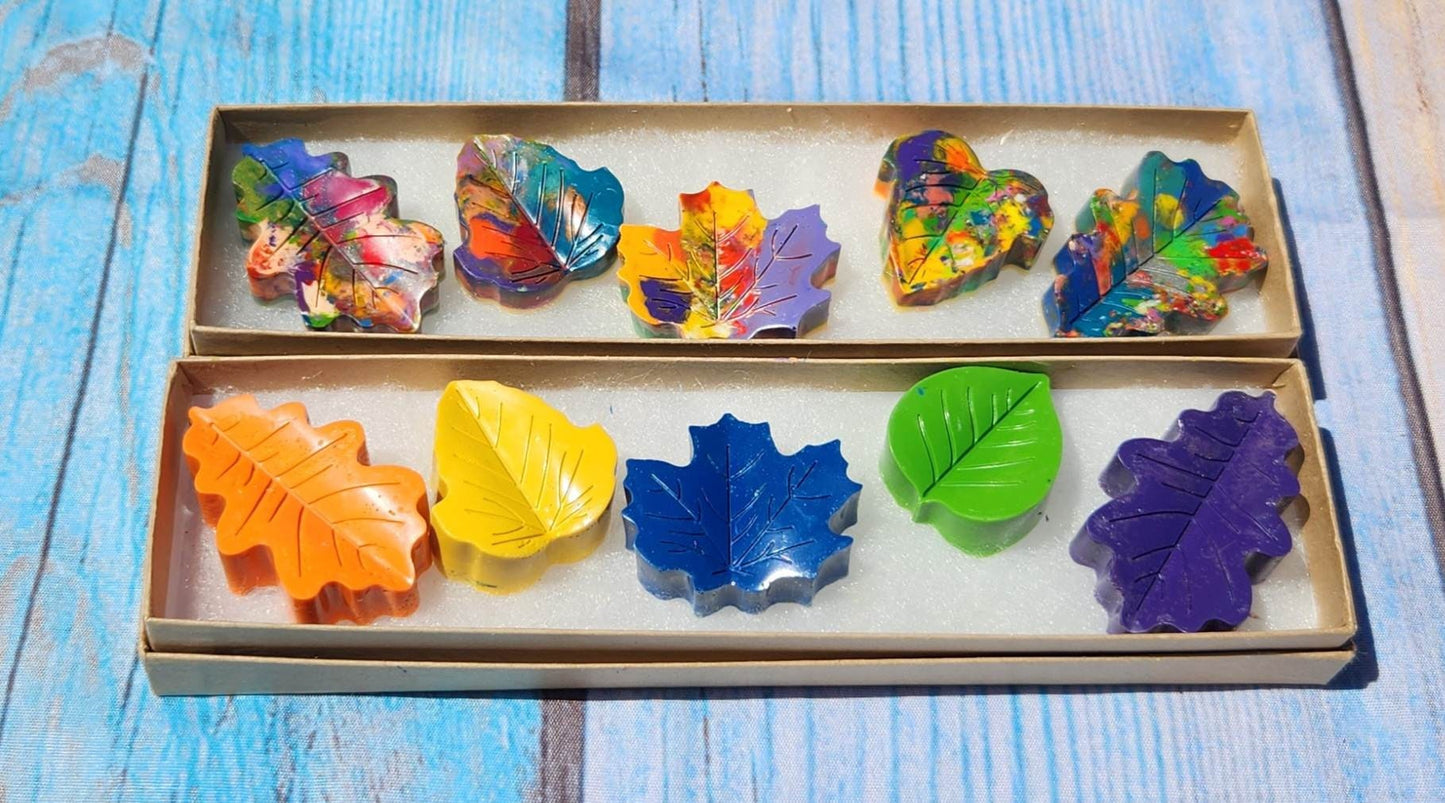 Personalized Leaf Crayons: Autumn Party Favors, Non-Toxic