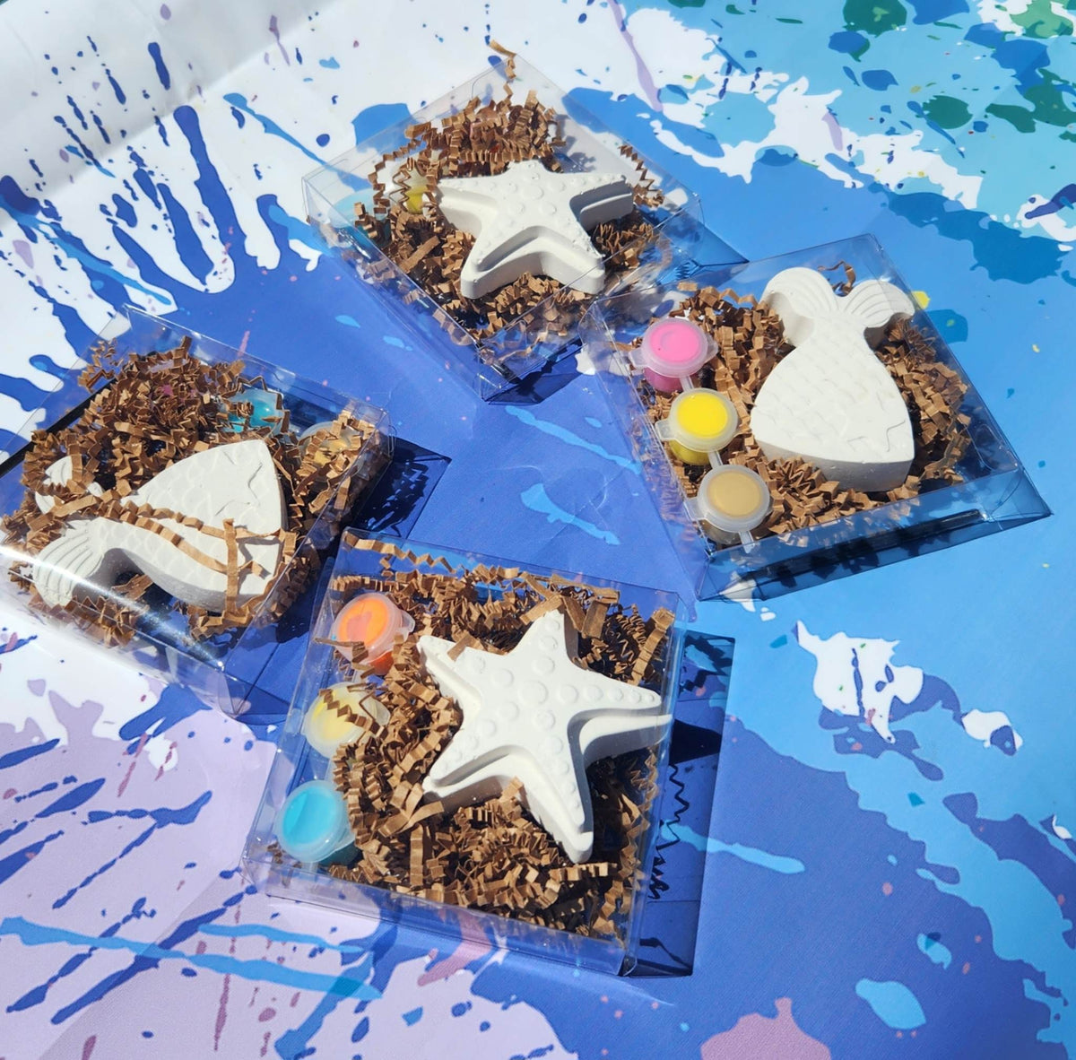 Mermaid Tails and Shell Plaster Paint Kits – DIY Party Favors for Kids, Under the Sea Birthday Craft Activity