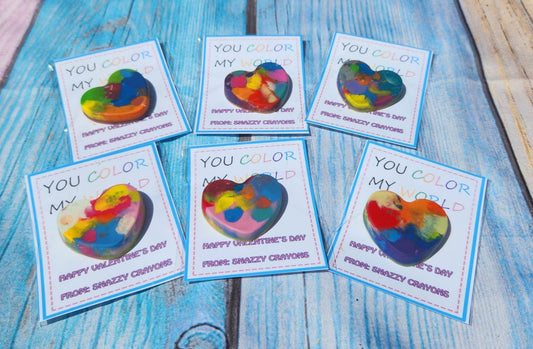 Valentine’s Day Favors with Crayons | Personalized Kids Valentines | Heart Crayon Cards | Classroom Valentines