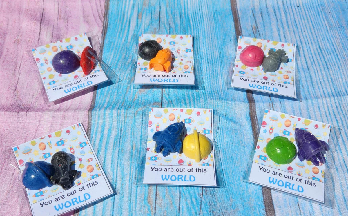 Space Theme Party Favor, Crayon names, Crayons, Birthday Party Favors, Blast Off, Aliens