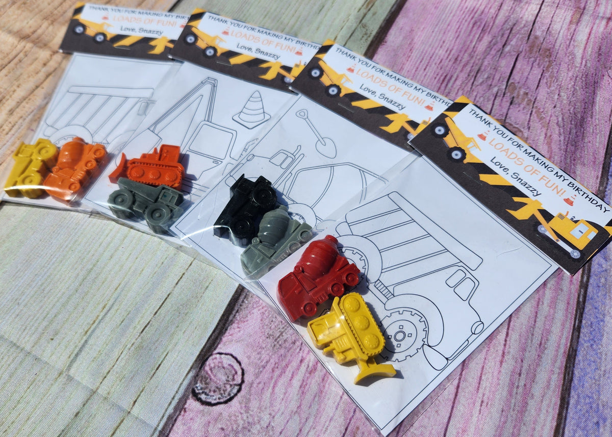 Construction Truck Crayons, Party Favors, Coloring Kits