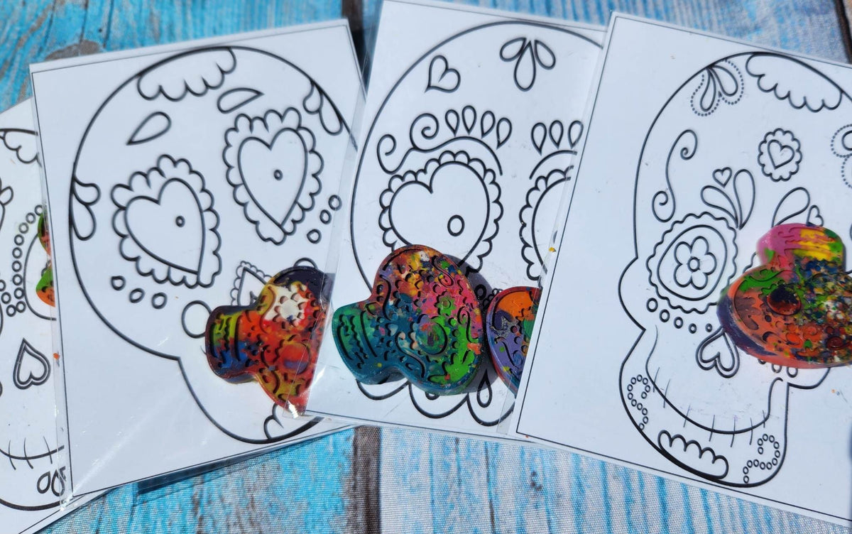 Sugar skull Party Favor Coloring Kits, Crayon names, Crayons, Birthday Party Favors