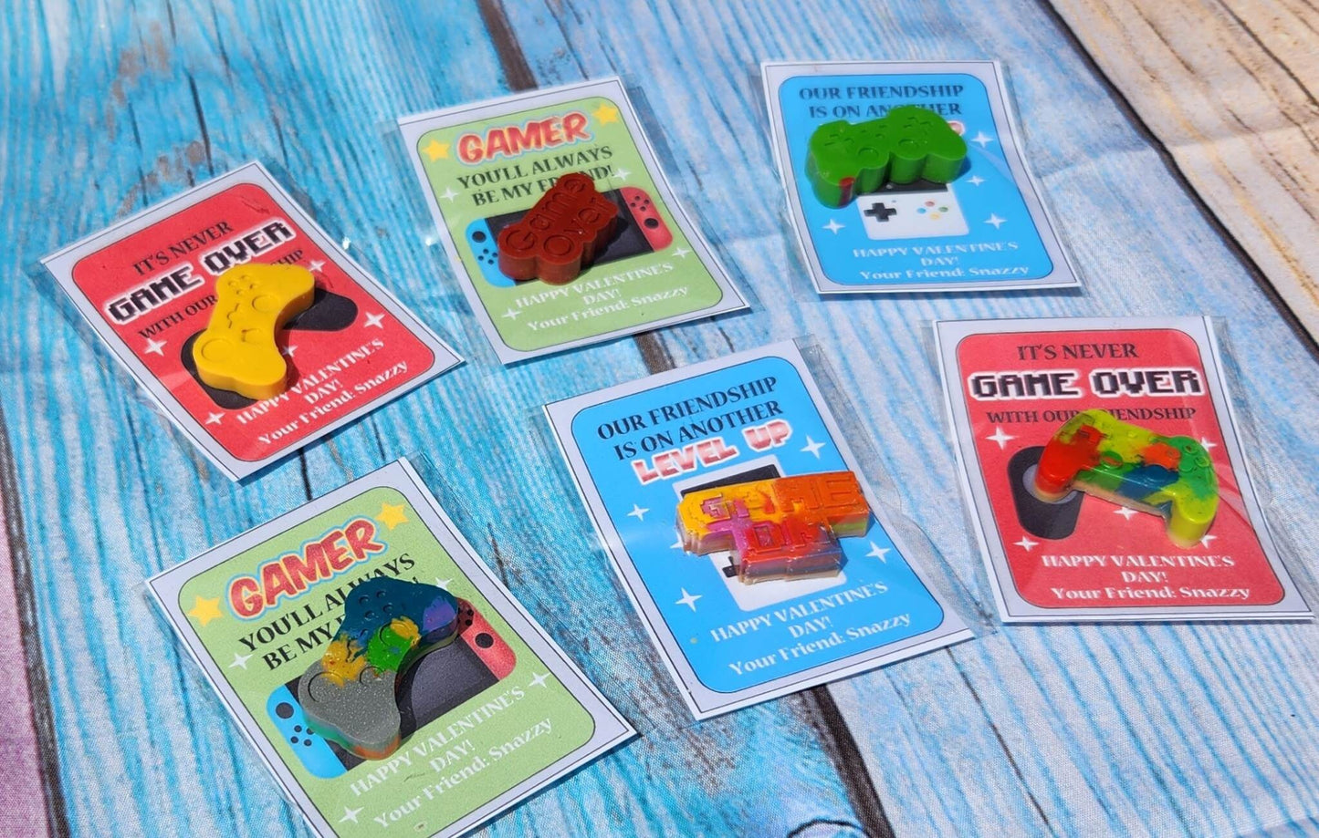 Video Game Valentines Day Cards with Crayons l Personalized Cards l Boy Valentine's Day Cards l Gamer Cards l Kids Valetines Day Cards