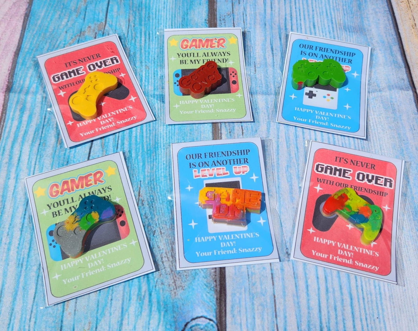 Video Game Valentines Day Cards with Crayons l Personalized Cards l Boy Valentine's Day Cards l Gamer Cards l Kids Valetines Day Cards
