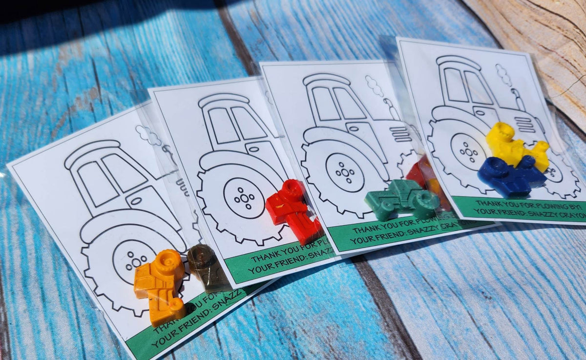 Farm Tractor Themed Coloring Party Favors , Personalized Crayons, Pig Crayons, Barnyard Fun