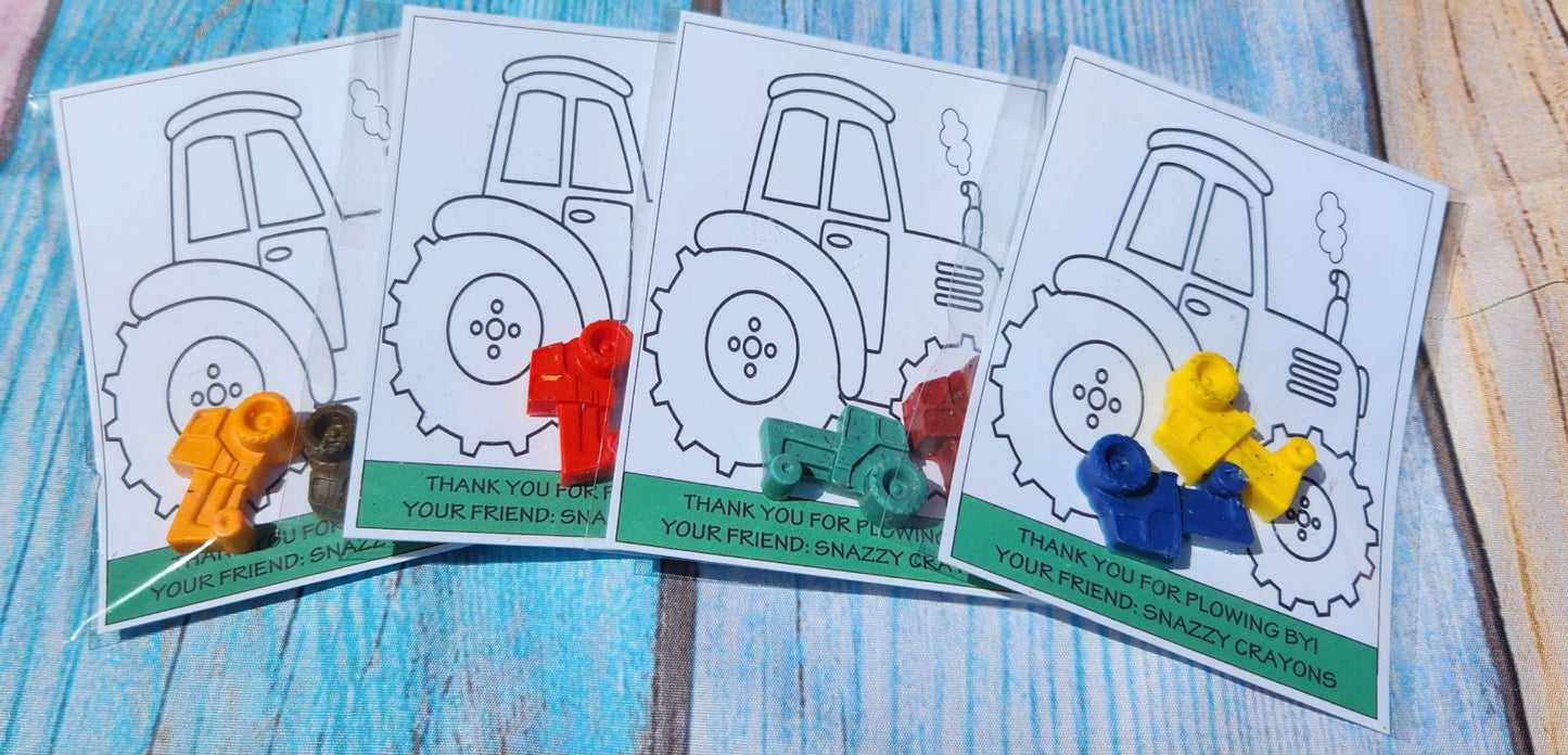 Farm Tractor Themed Coloring Party Favors , Personalized Crayons, Pig Crayons, Barnyard Fun