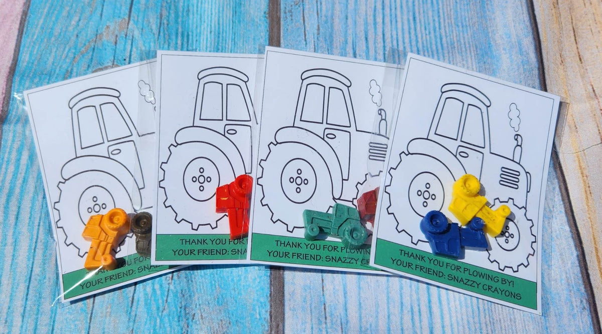 Farm Tractor Themed Coloring Party Favors , Personalized Crayons, Pig Crayons, Barnyard Fun