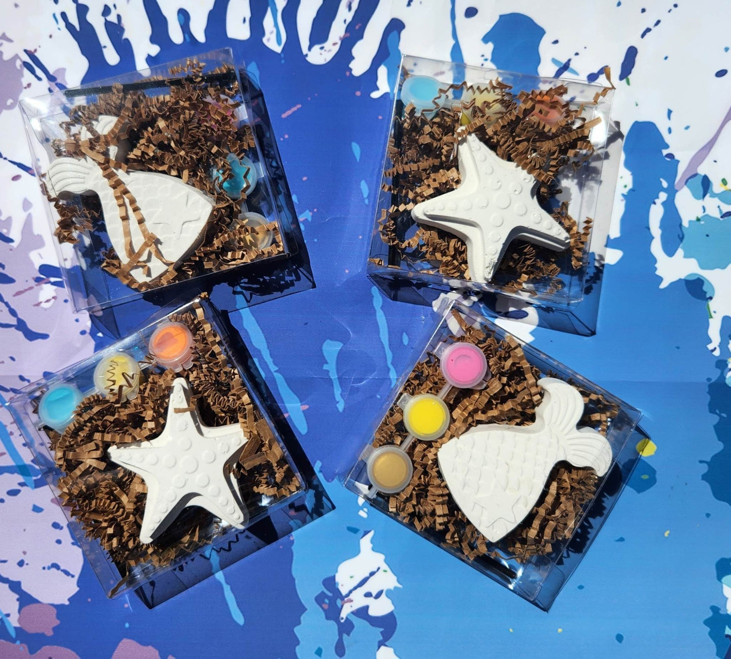 Mermaid Tails and Shell Plaster Paint Kits – DIY Party Favors for Kids, Under the Sea Birthday Craft Activity