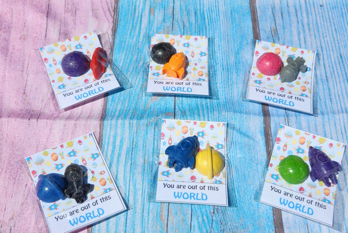 Space Theme Party Favor, Crayon names, Crayons, Birthday Party Favors, Blast Off, Aliens