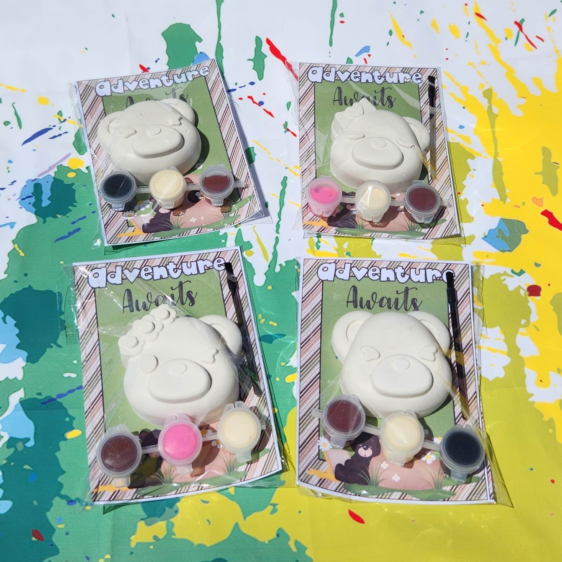 Camping-Themed Bear Paint Kit – DIY Kids Craft Set - Camping Party Favors - Camping Birthday Gifts for Kids