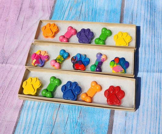 Dog Paw and Bone Crayons Box Sets - Dog Themed Birthday Party - Party Favors