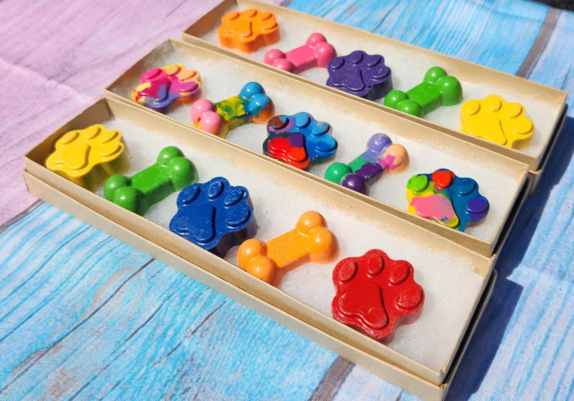 Dog Paw and Bone Crayons Box Sets - Dog Themed Birthday Party - Party Favors