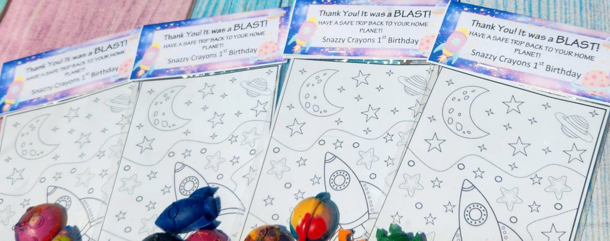 Space Crayons with Coloring Page: Galaxy Party Favors