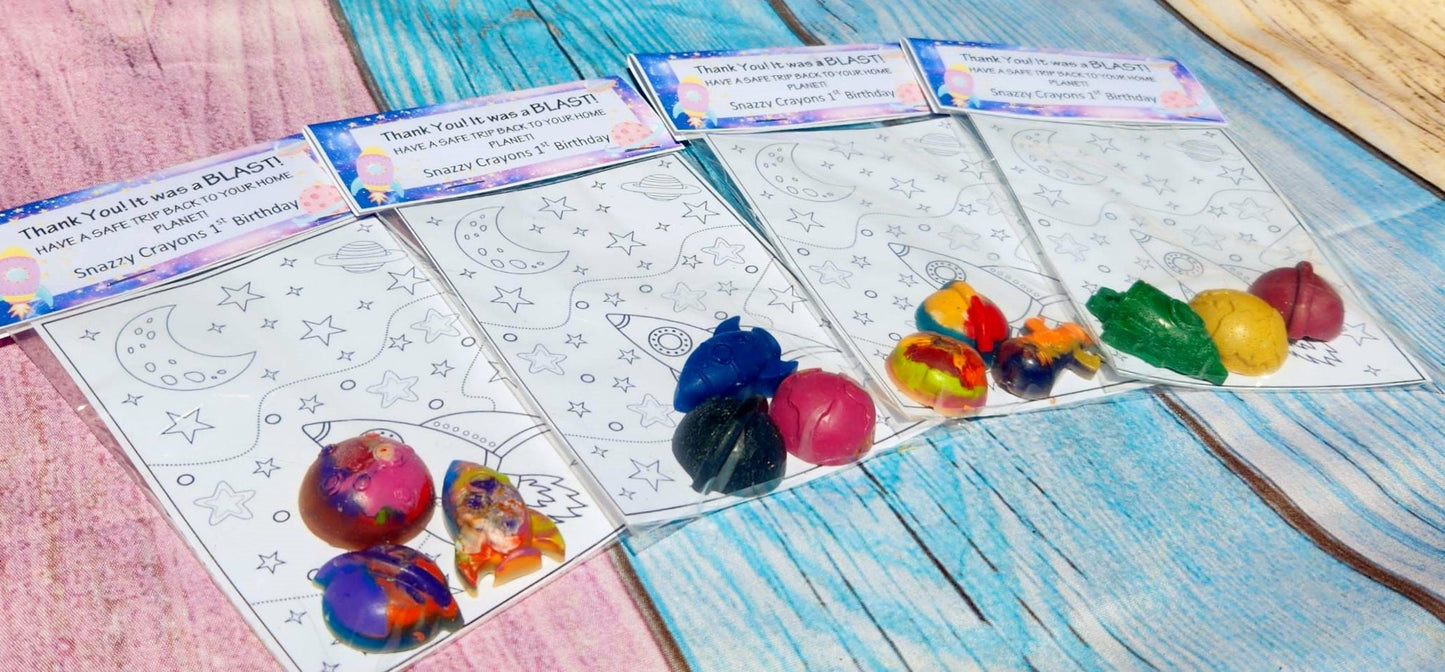 Space Crayons with Coloring Page: Galaxy Party Favors