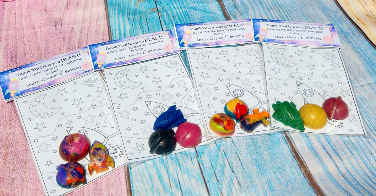 Space Crayons with Coloring Page: Galaxy Party Favors