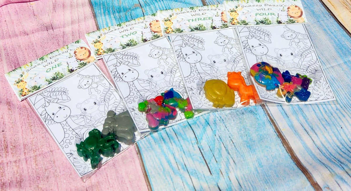 Jungle Animal Crayons: Party Favors, Kids Birthday, Art Goodie Bag