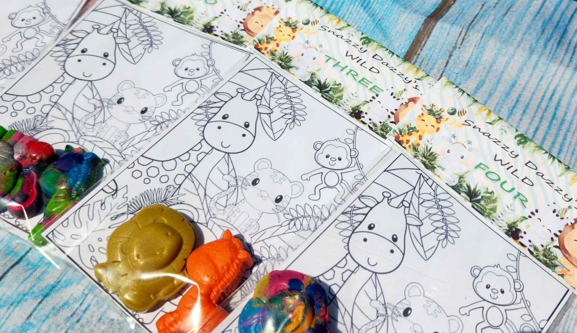 Jungle Animal Crayons: Party Favors, Kids Birthday, Art Goodie Bag