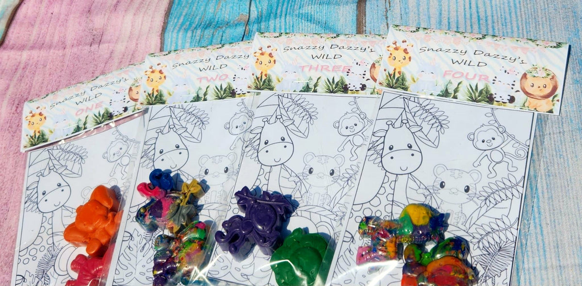 Jungle Animal Crayons: Party Favors, Kids Birthday, Art Goodie Bag