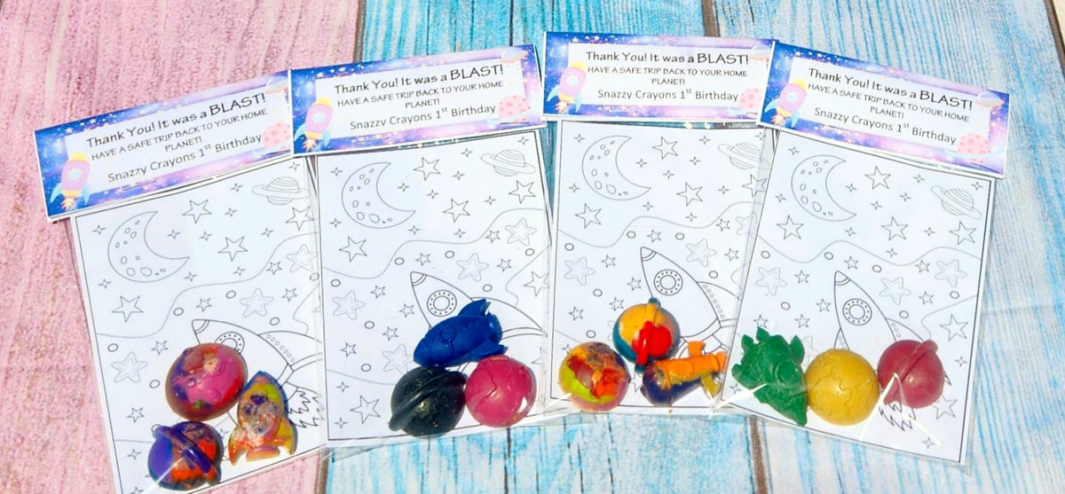 Space Crayons with Coloring Page: Galaxy Party Favors