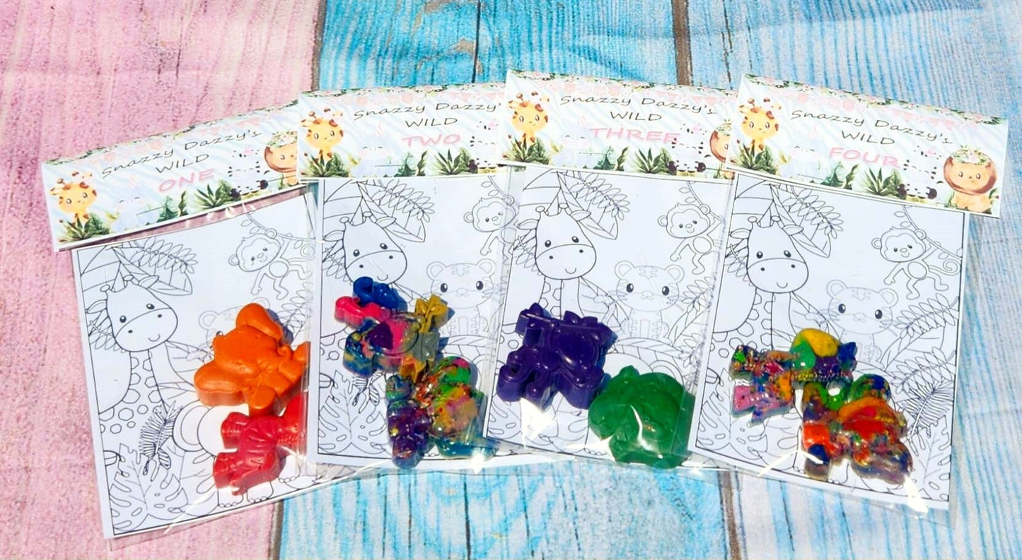Jungle Animal Crayons: Party Favors, Kids Birthday, Art Goodie Bag
