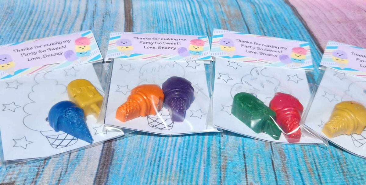 Personalized Birthday Favors for Kids | Crayons with coloring kit | Classroom Party Favor | Ice Cream Party |