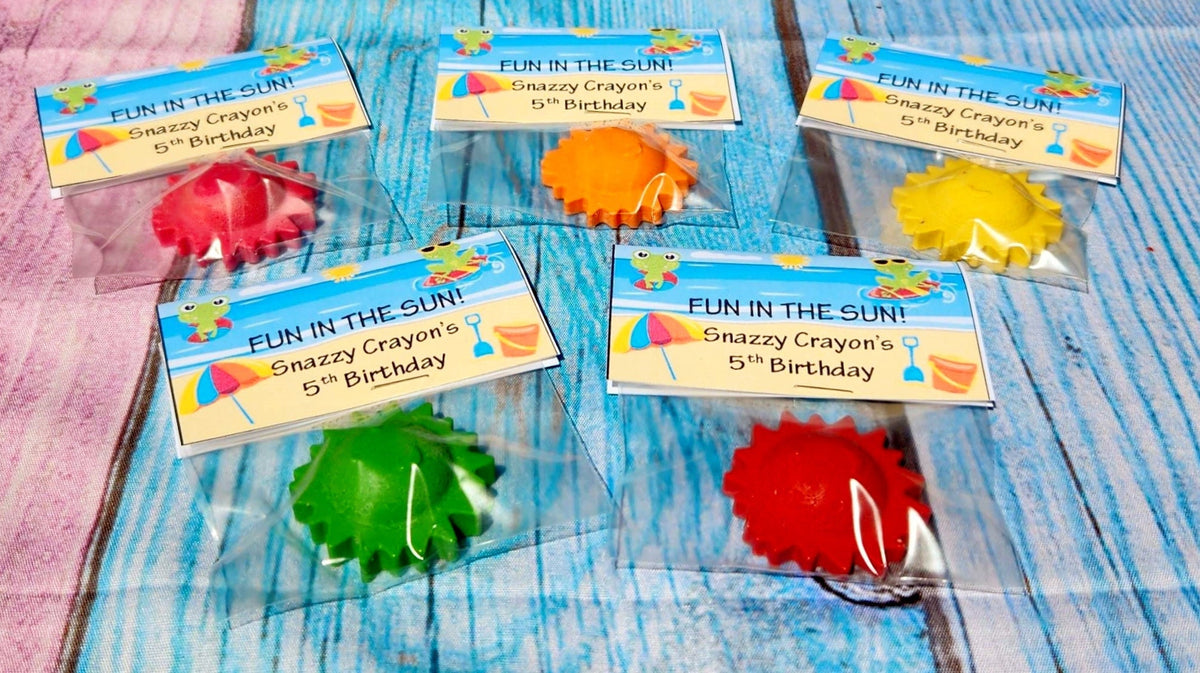 Fun in the Sun Party Favors - Sun Crayons - Fun in the Sun Birthday - Beach Party Favors