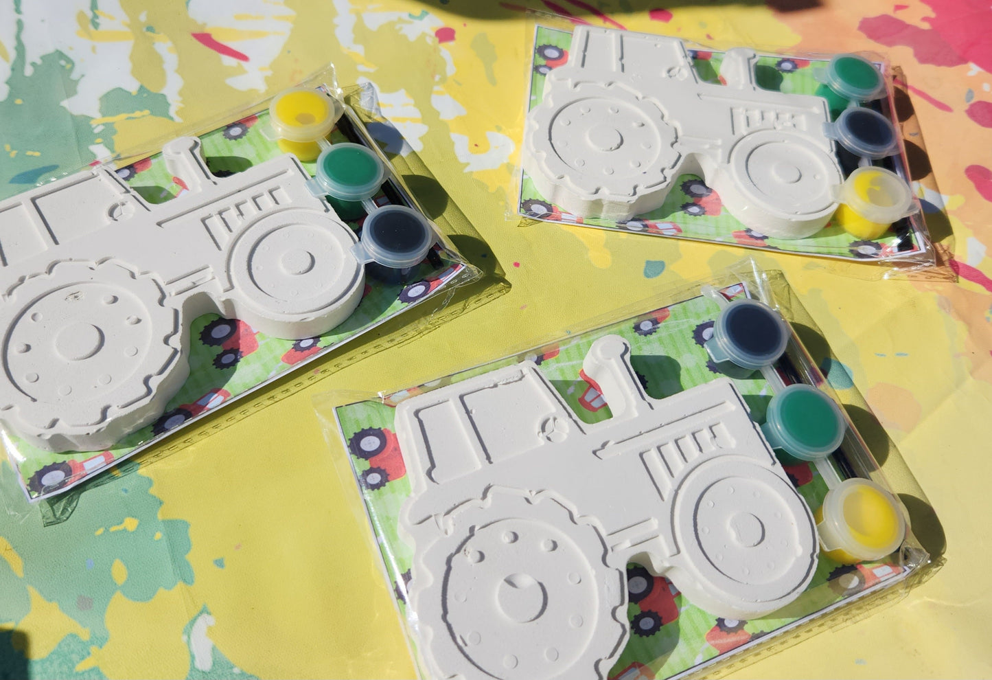 Farm, Tractor Themed Paint Favors , DIY crafts, tractor favors, farm themed birthday l Tractor Party Favor l Plaster Paint Kit l Kids Craft