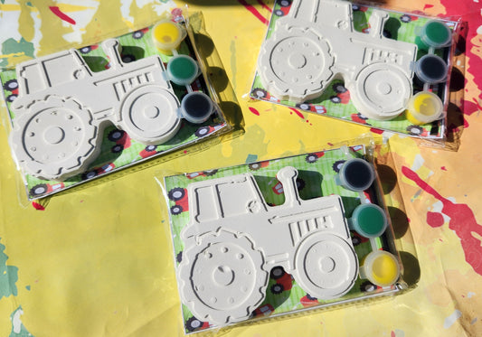 Farm, Tractor Themed Paint Favors , DIY crafts, tractor favors, farm themed birthday l Tractor Party Favor l Plaster Paint Kit l Kids Craft