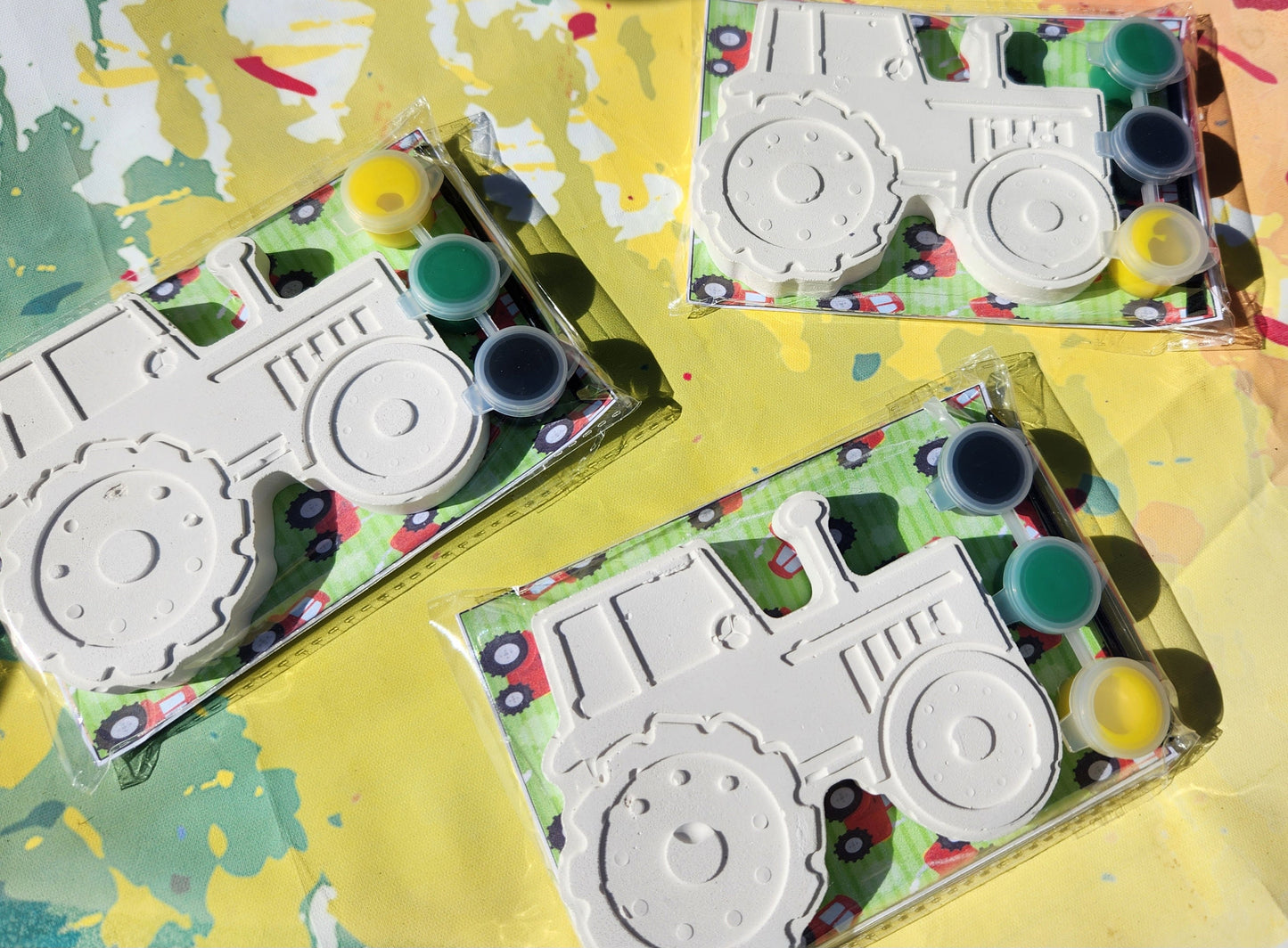 Farm, Tractor Themed Paint Favors , DIY crafts, tractor favors, farm themed birthday l Tractor Party Favor l Plaster Paint Kit l Kids Craft