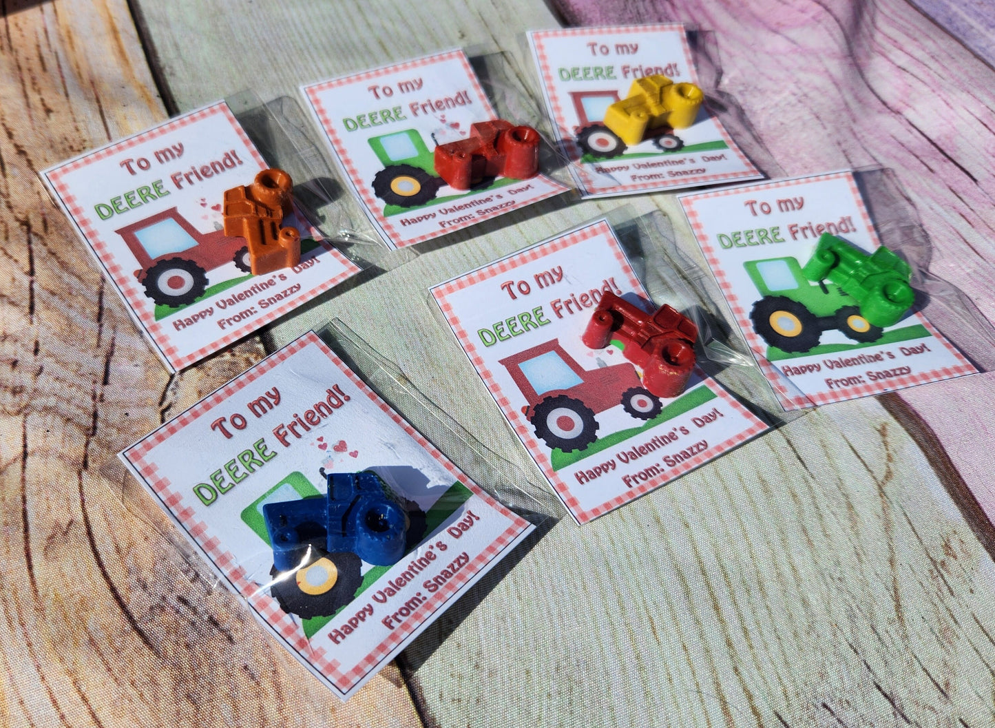 Tractor Valentines Day Cards with Crayons l Personalized Cards l Boy Valentine's Day Cards l Deere Friend Cards l Kids Valetines Day Cards