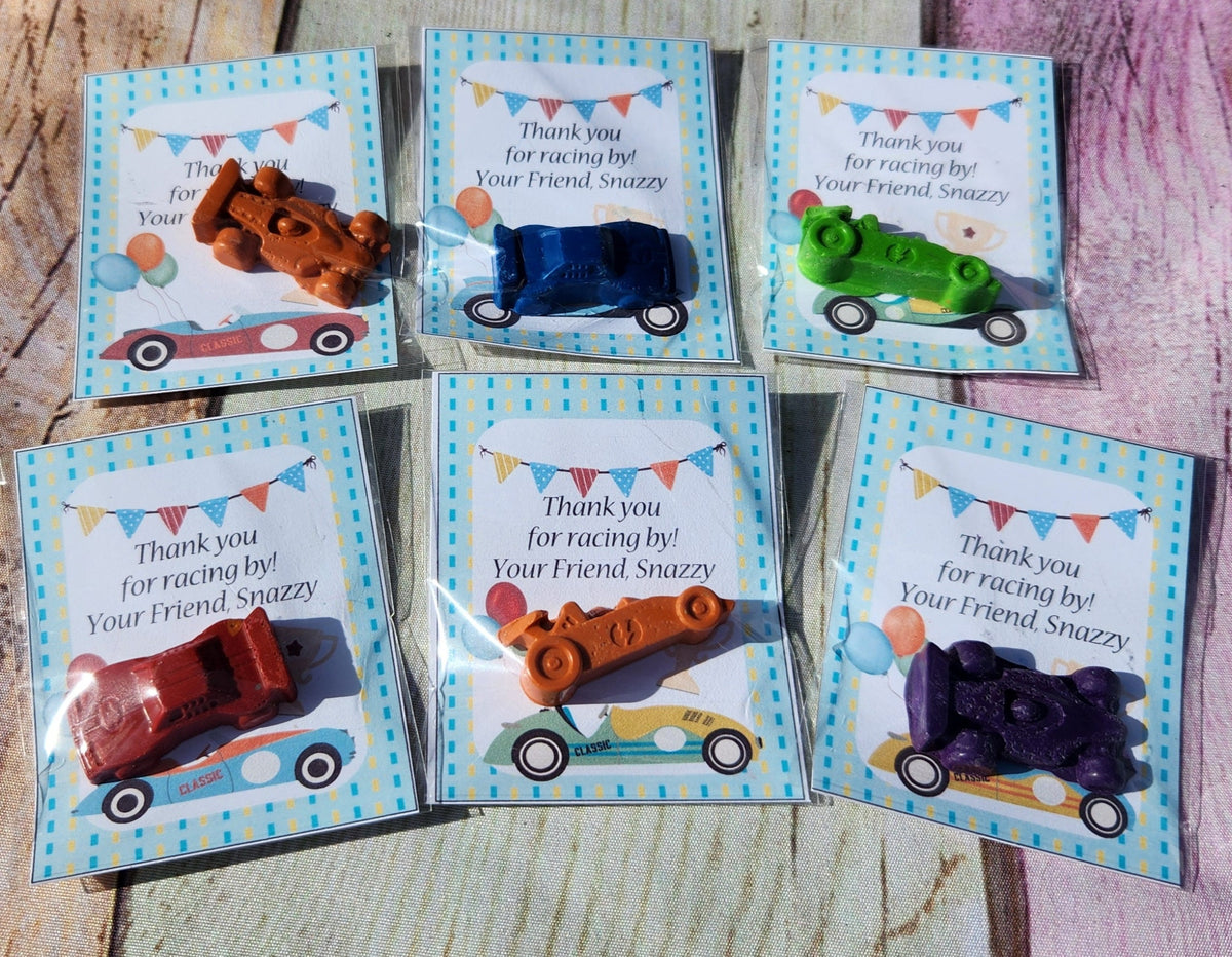 Race Car Thank you Cards with Crayons , Party Favors l Party Favor Cards l Goodie Bags l Crayons, Birthday party gifts - Party Favors