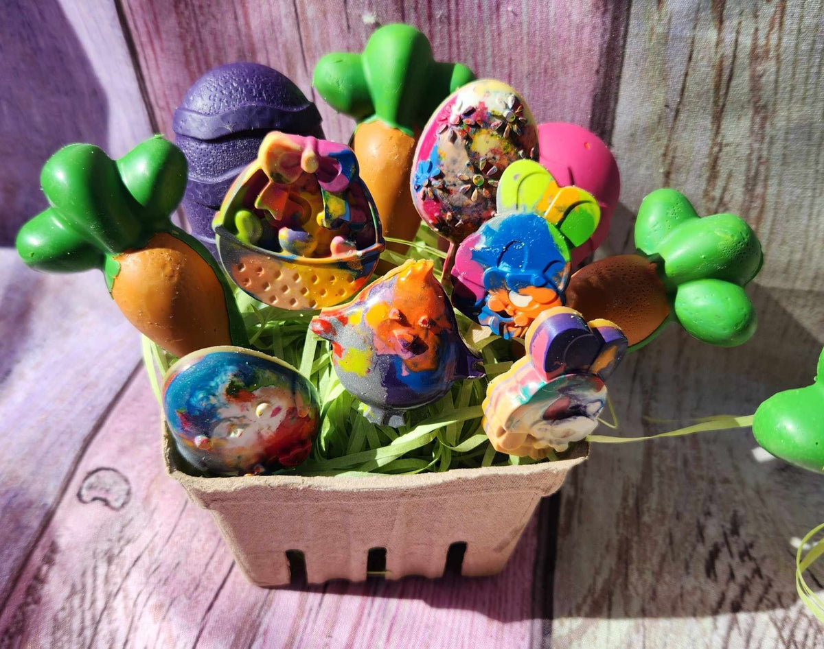 Easter Basket Filled with Crayons | Easter Crayons | Bunny Crayons | Easter Basket Toy for Kids | Spring Crayons | Kids Art Gift