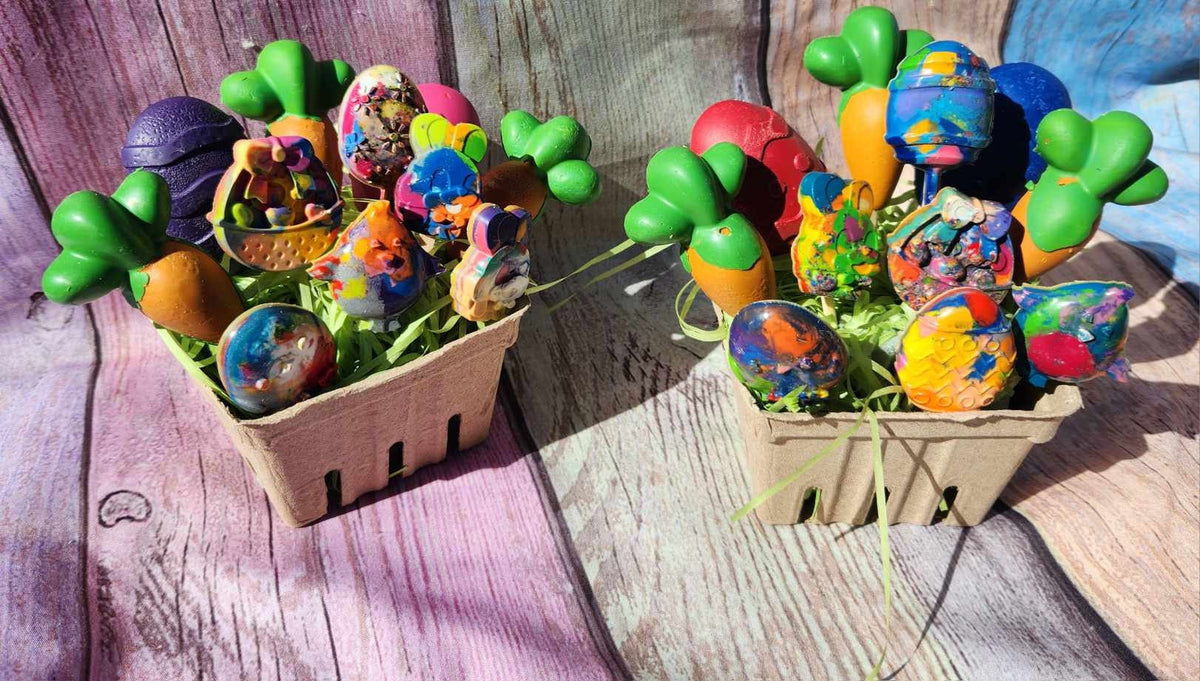 Easter Basket Filled with Crayons | Easter Crayons | Bunny Crayons | Easter Basket Toy for Kids | Spring Crayons | Kids Art Gift