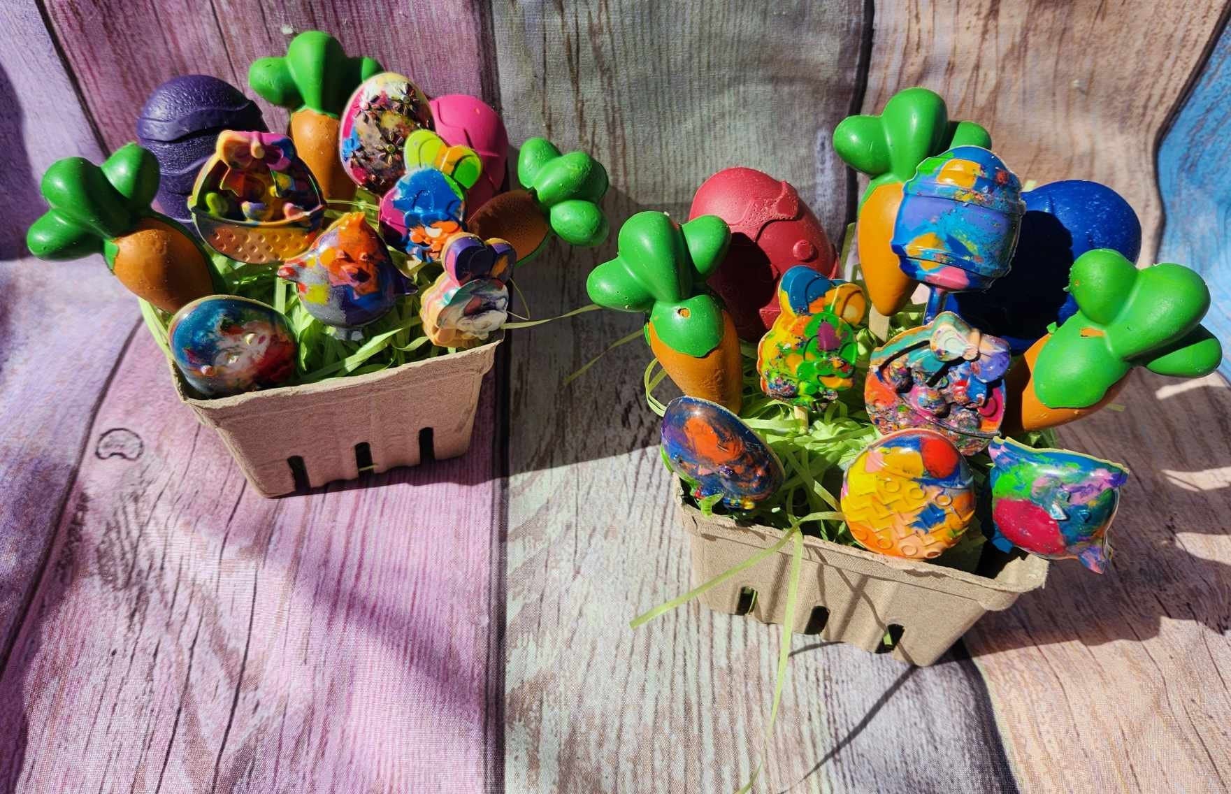 Easter Basket Filled with Crayons | Easter Crayons | Bunny Crayons | Easter Basket Toy for Kids | Spring Crayons | Kids Art Gift