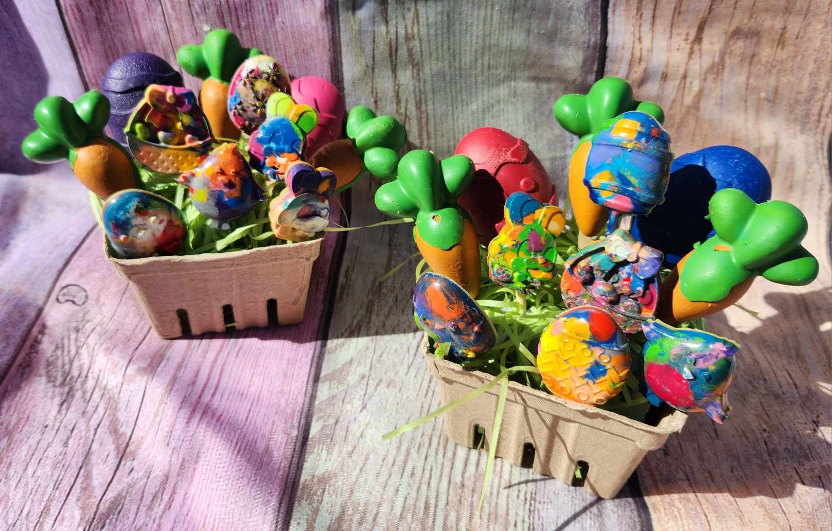 Easter Basket Filled with Crayons | Easter Crayons | Bunny Crayons | Easter Basket Toy for Kids | Spring Crayons | Kids Art Gift