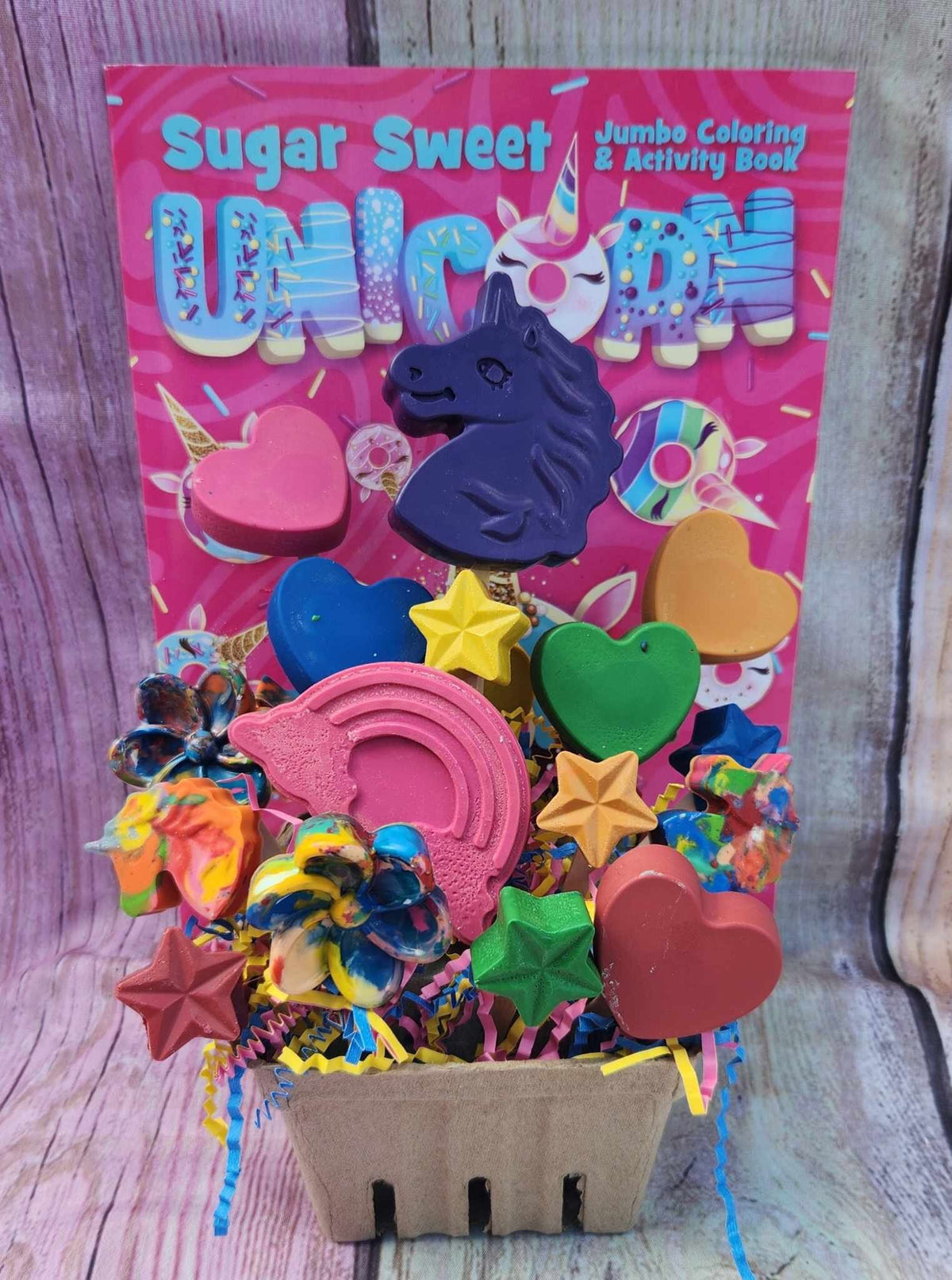 Unicorn Basket Filled of Crayons l Unicorn Birthday l Table Center Pieces l Kids Gift Basket l Child's Gift l Party Favors l Gift Basket