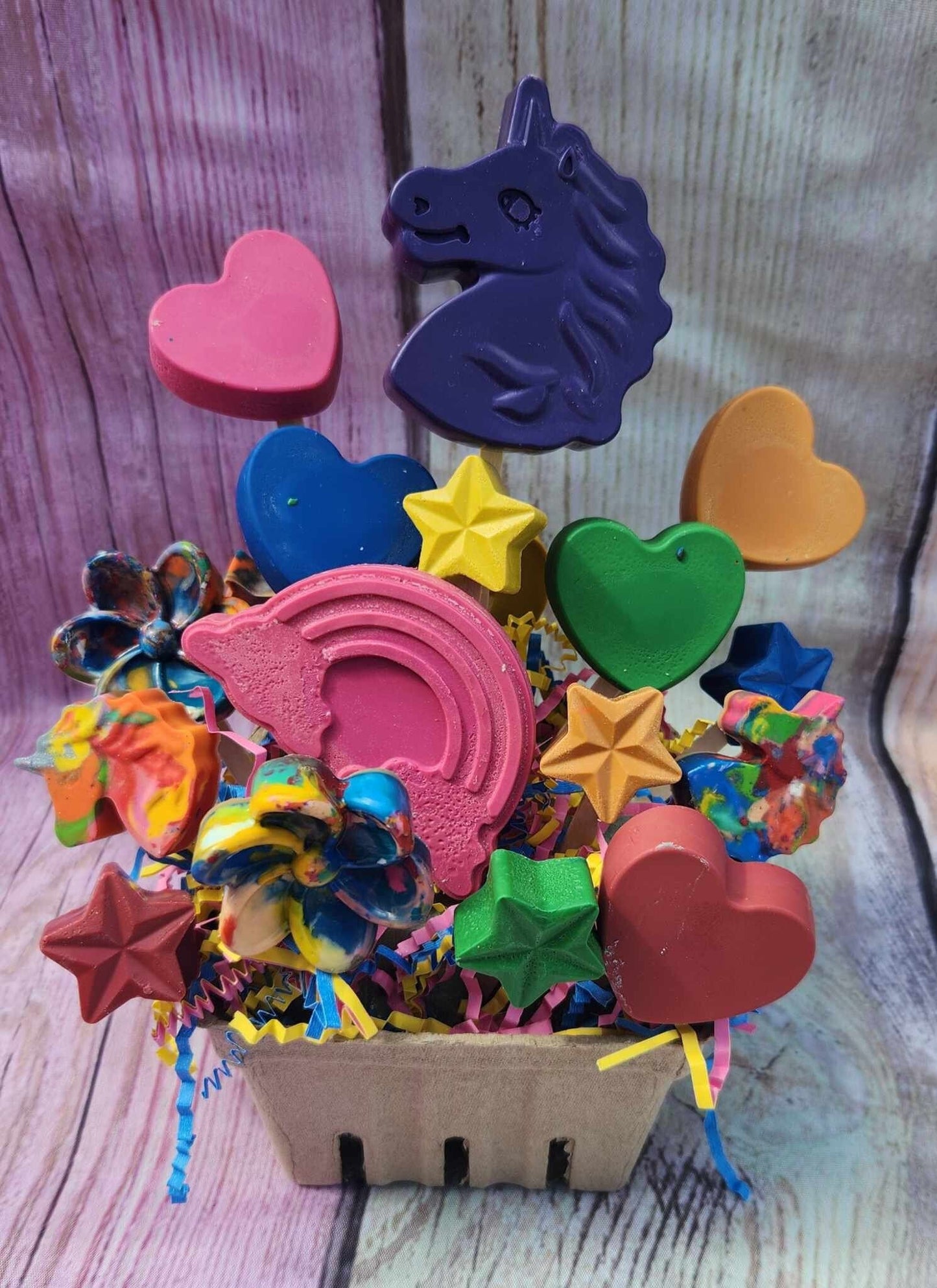 Unicorn Basket Filled of Crayons l Unicorn Birthday l Table Center Pieces l Kids Gift Basket l Child's Gift l Party Favors l Gift Basket