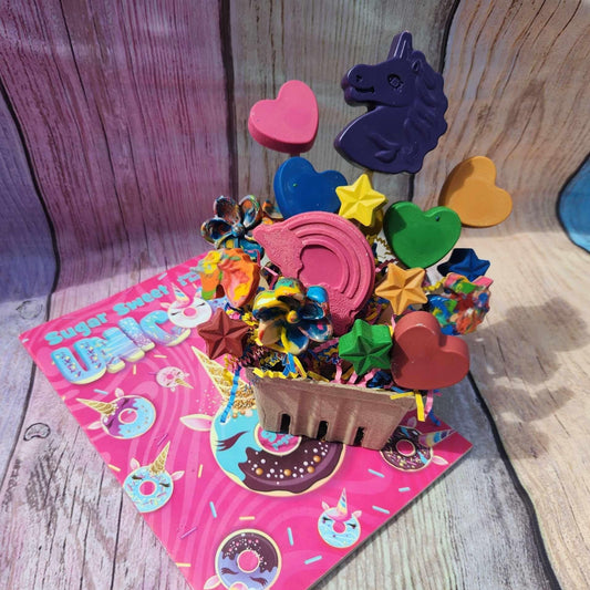 Unicorn Basket Filled of Crayons l Unicorn Birthday l Table Center Pieces l Kids Gift Basket l Child's Gift l Party Favors l Gift Basket