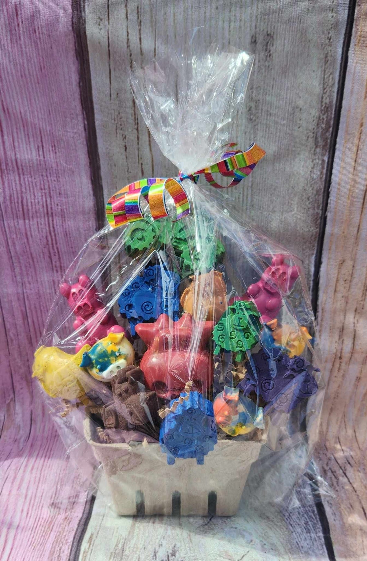 Farm Animal Crayons Gift Basket • Kids Birthday Favor Set • Barnyard Party Gift • Handmade Colorful Crayon Assortment